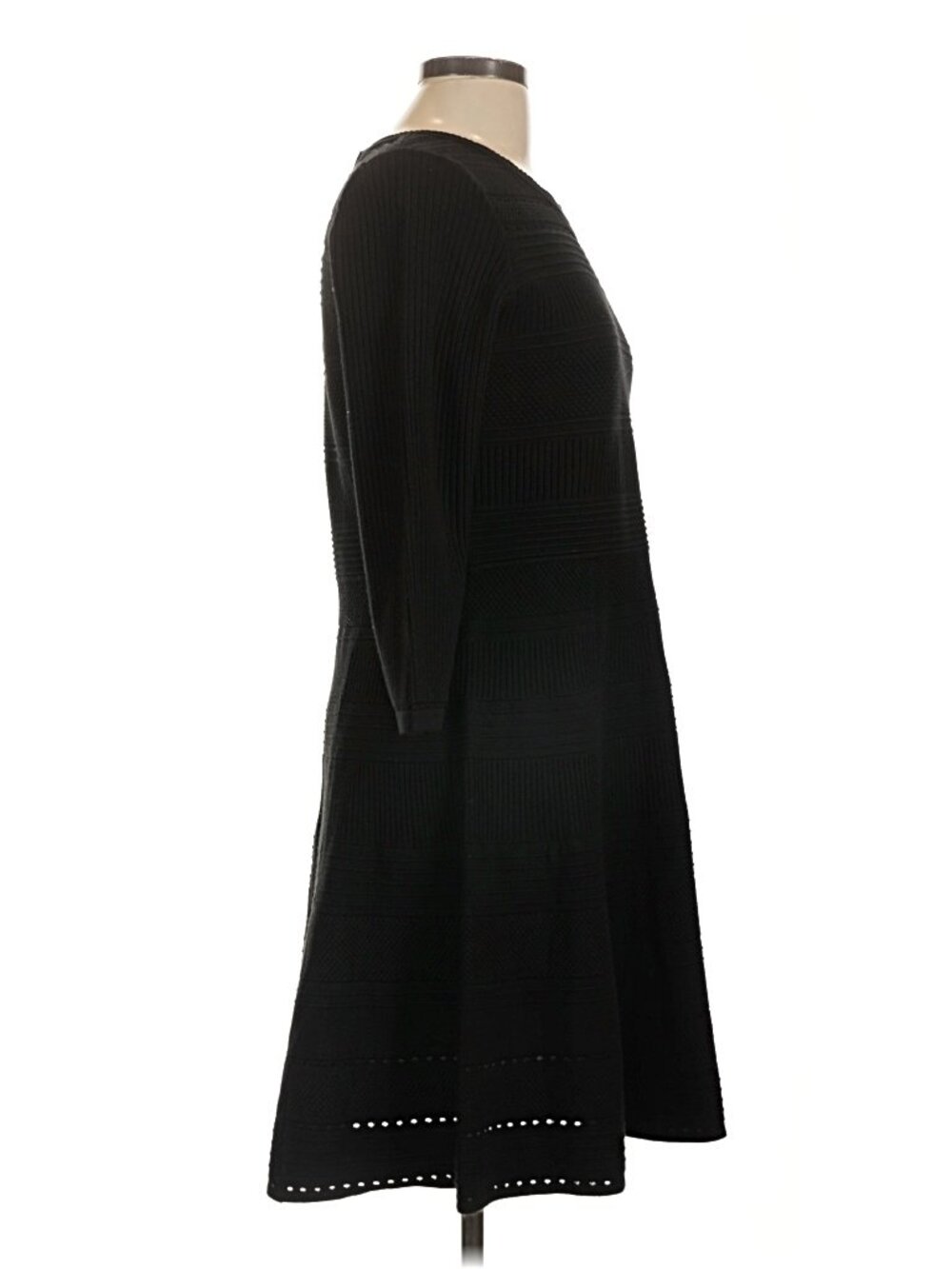 Eliza J Black Knit Long Sleeve Fit & Flare Sweater Dress Size Large L - Picture 5 of 8